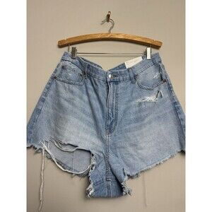 American Eagle Womens Denim Shorts Size 20 Distressed Light Strigid Boyfriend